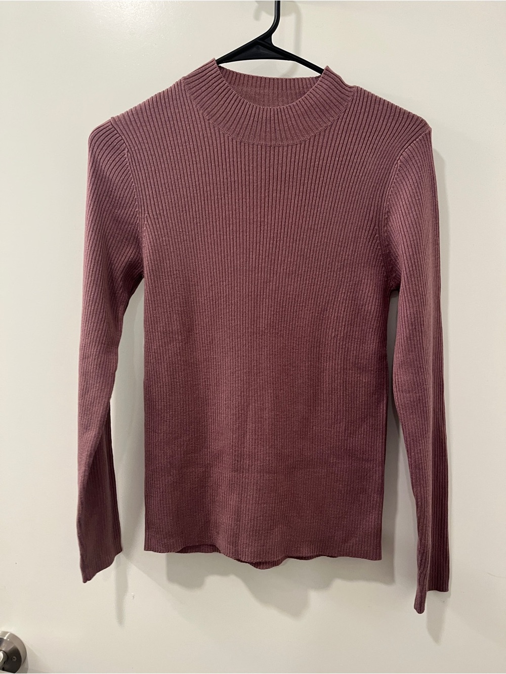 GU Ribbed Mock Neck Sweater - Dusty Rose